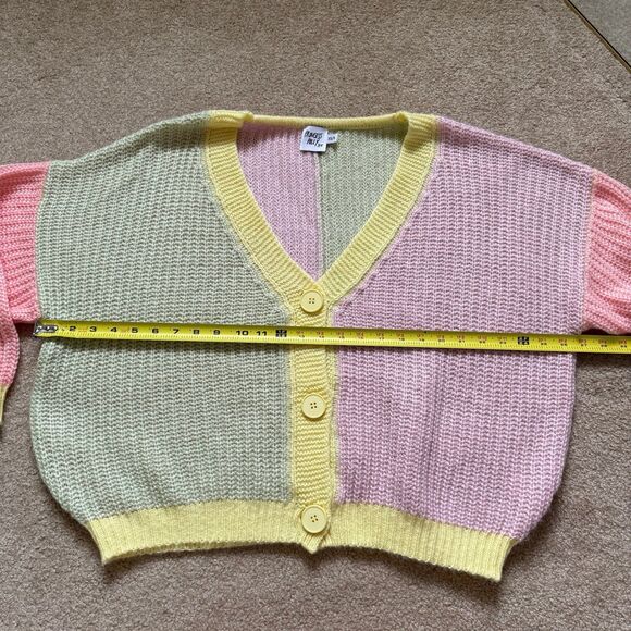 Princess Polly Naomi Cardigan Sweater XS/S Oversized Colorblock Yellow Pink - Picture 9 of 12